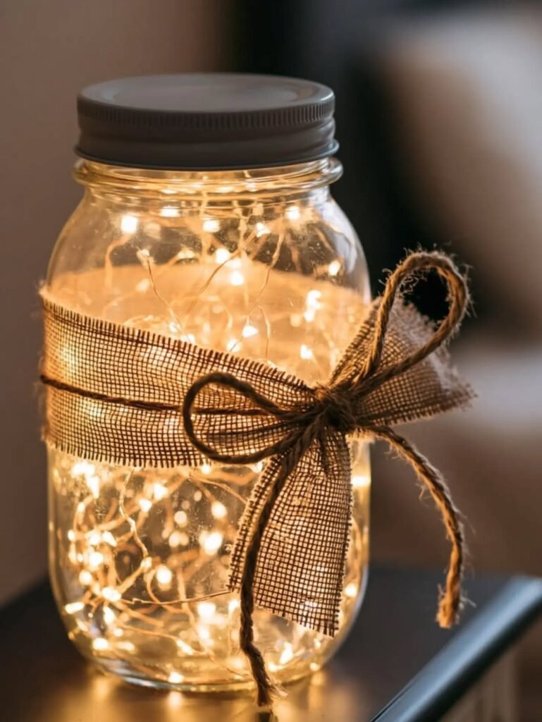 DIY home decor collage with fairy lights
